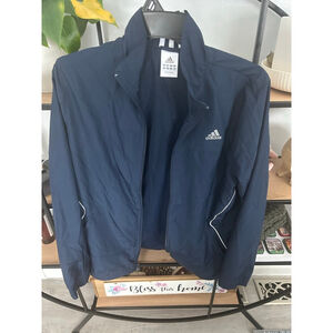 Women's Adidas Navy & White Windbreaker Jacket Size M